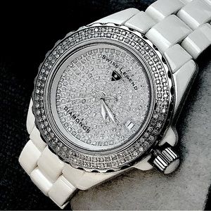 Swiss Legend Diamond Watch Diamonds Ceramic Karamica Date Large Stainles…